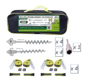 Screw in Tent Pegs for Camping, Caravans & More Tie-down Kits